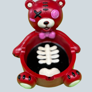 Fujima Zombie Bear Polyresin Ashtray - Red / 5.75"x4.9"
